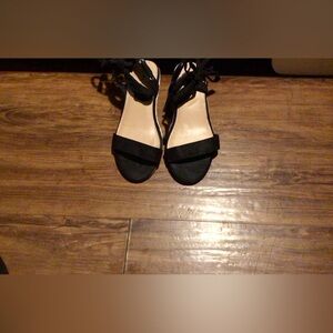 Black tie up wedge sandal